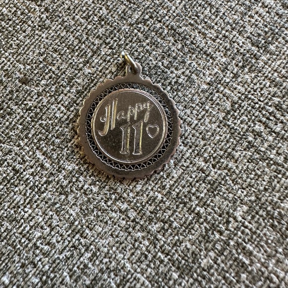 Vintage Sterling Silver Happy 11th Birthday Charm 925 - Picture 7 of 7